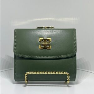 vintage Givenchy green leather kiss lock wallet